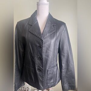 XOXO Vintage Classic Black Leather Jacket NWOT y2k